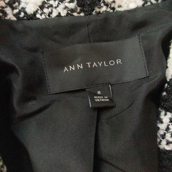 Ann Taylor Checked Belted Tweed Thick Wool Blend Knit Blazer Jacket Size Medium - Picture 5 of 9